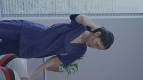 Animation of dna strand and medical data over diverse female physiotherapist treating male patient. Medical and healthcare services concept digitally generated video. - Powered by Shutterstock - Get 15% off with code: PIKWIZARD15