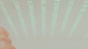 Animation of network of icons with binary coding over caucasian businesswoman. Global networks, business, finances, computing and data processing concept digitally generated video. - Powered by Shutterstock - Get 15% off with code: PIKWIZARD15