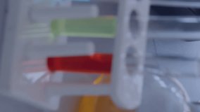 Animation of scientific data processing over caucasian female scientist with microscope. Global education, learning, school, digital interface and data processing concept digitally generated video. - Powered by Shutterstock - Get 15% off with code: PIKWIZARD15