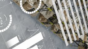 Animation of statistics and financial data processing over warehouse. Global shipping, business, finances, computing and data processing concept digitally generated video. - Powered by Shutterstock - Get 15% off with code: PIKWIZARD15