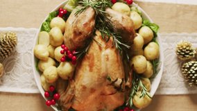 Animation of white frame and autumn leaves over thanksgiving dinner background. Thanksgiving, american tradition and celebration concept digitally generated video. - Powered by Shutterstock - Get 15% off with code: PIKWIZARD15