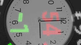 Animation of financial data processing over clock. Global finance, business, connections, computing and data processing concept digitally generated video. - Powered by Shutterstock - Get 15% off with code: PIKWIZARD15