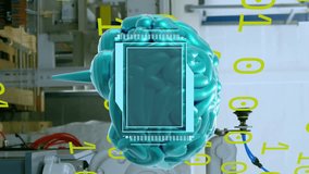 AI text over binary code and robotic machinery in industrial setting. Artificial intelligence, technology, robotics, automation, industry, digital - Powered by Shutterstock - Get 15% off with code: PIKWIZARD15