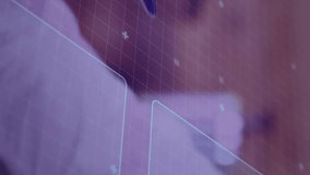 Animation of financial data processing over people using payment terminal. global business, finances, data processing and digital interface concept digitally generated video. - Powered by Shutterstock - Get 15% off with code: PIKWIZARD15