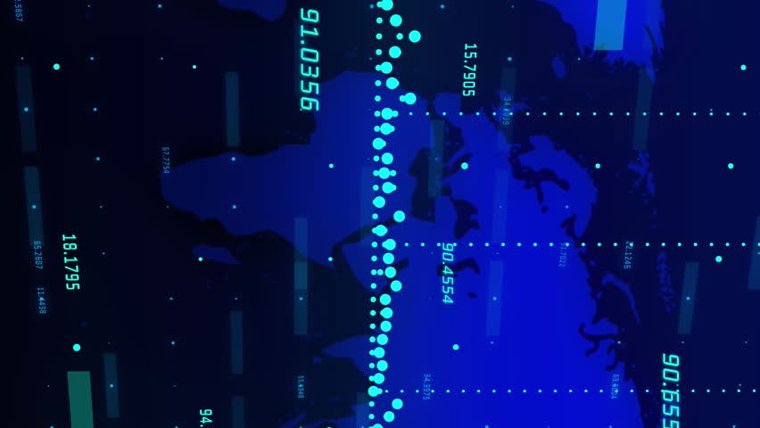 Animation of numbers changing and data processing with world map. global data processing and digital interface concept digitally generated video. - Powered by Shutterstock - Get 15% off with code: PIKWIZARD15