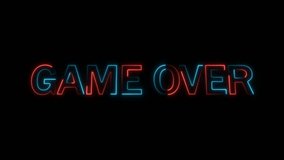 Animated Game over neon text seamless loop  black background. - Powered by Shutterstock - Get 15% off with code: PIKWIZARD15