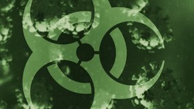Biohazard symbol over multiple covid-19 cells floating against green background. Medical emergency and covid-19 pandemic concept - Powered by Shutterstock - Get 15% off with code: PIKWIZARD15