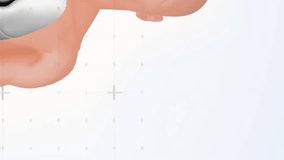 Animation of glitch effect over human body model and round scanner against white background. Medical research and science technology concept - Powered by Shutterstock - Get 15% off with code: PIKWIZARD15