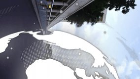 Animation of globe spinning with connections over cityscape. Global business, finances, computing and data processing concept digitally generated video. - Powered by Shutterstock - Get 15% off with code: PIKWIZARD15