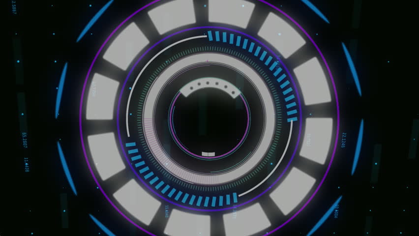 Animation of neon round scanner spinning over financial data processing against black background. Global finance and business interface technology concept - Powered by Shutterstock - Get 15% off with code: PIKWIZARD15