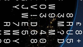 Animation of letters and numbers processing over globe. Global data processing and computing concept digitally generated video. - Powered by Shutterstock - Get 15% off with code: PIKWIZARD15