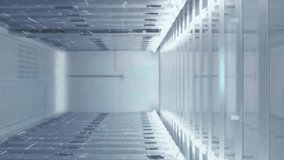 Animation of scope scanning and globe with light shapes over server room. Business, technology and digital interface concept digitally generated video. - Powered by Shutterstock - Get 15% off with code: PIKWIZARD15