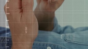 Animation of financial data processing over caucasian man using smartphone. Global business, finances, computing, communication and digital interface concept digitally generated video. - Powered by Shutterstock - Get 15% off with code: PIKWIZARD15