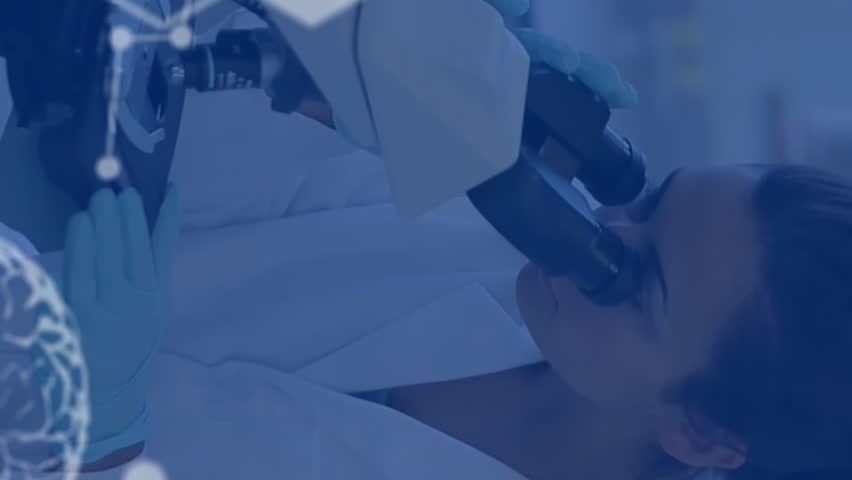 Animation of human brains and scientific data processing over asian female scientist in laboratory. Global science, connections, computing and data processing concept digitally generated video. - Powered by Shutterstock - Get 15% off with code: PIKWIZARD15