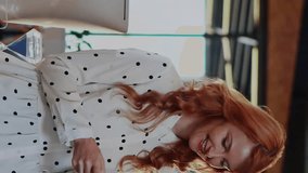 Animation of network of connections with digital icons over caucasian businesswoman using smartphone. Global connections, computing and data processing concept digitally generated video. - Powered by Shutterstock - Get 15% off with code: PIKWIZARD15