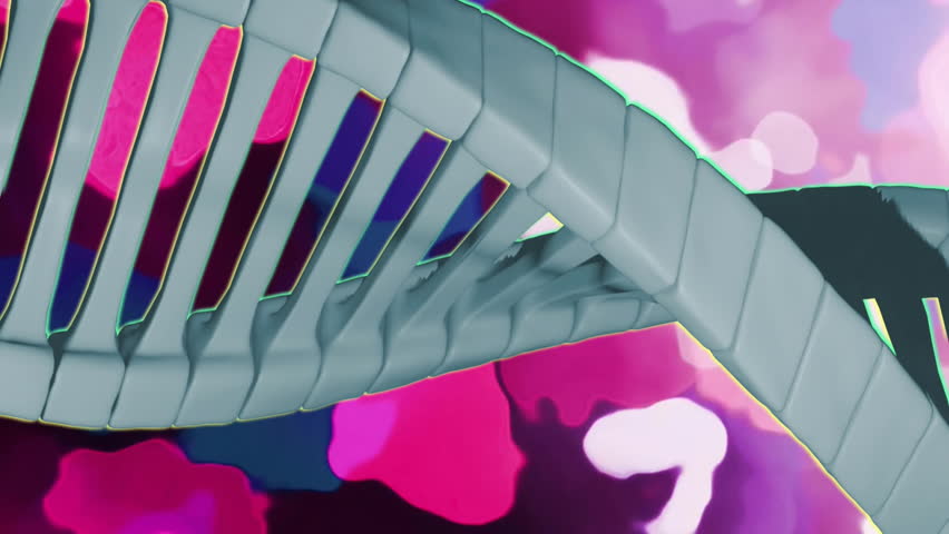 Animation of dna strand over pink and purple shapes moving. Technology, science and digital interface concept digitally generated video. - Powered by Shutterstock - Get 15% off with code: PIKWIZARD15