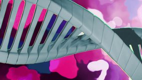 Animation of dna strand over pink and purple shapes moving. Technology, science and digital interface concept digitally generated video. - Powered by Shutterstock - Get 15% off with code: PIKWIZARD15