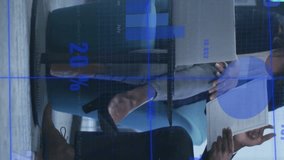 Animation of financial data processing over diverse business people in office. Global finance, business, connections, computing and data processing concept digitally generated video. - Powered by Shutterstock - Get 15% off with code: PIKWIZARD15