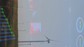Financial data and statistics animation over wind turbines in field. renewable energy, sustainability, green energy, data visualization, financial statistics, environmental technology - Powered by Shutterstock - Get 15% off with code: PIKWIZARD15