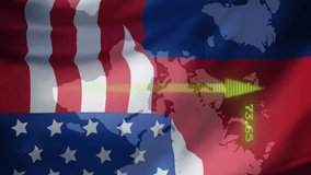 Taiwan and USA flags with world map and data processing animation. international, diplomacy, technology, global, connection, communication - Powered by Shutterstock - Get 15% off with code: PIKWIZARD15