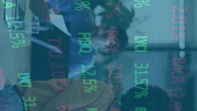 Stock market data animation over business people working in office. Finance, analytics, teamwork, technology, trading - Powered by Shutterstock - Get 15% off with code: PIKWIZARD15