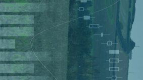 Financial data and stock market charts animation over wind turbines in landscape. Sustainability, finance, renewable, energy, technology, environment - Powered by Shutterstock - Get 15% off with code: PIKWIZARD15