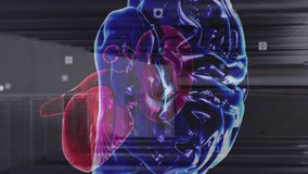 Animation of network of connections and brain over server room. Global technology and digital interface concept digitally generated video. - Powered by Shutterstock - Get 15% off with code: PIKWIZARD15
