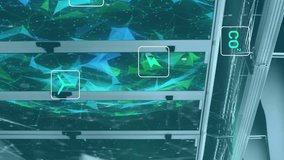 Animation of eco icons and data processing over computer servers. Global computing, digital interface and data processing concept digitally generated video. - Powered by Shutterstock - Get 15% off with code: PIKWIZARD15