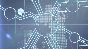 Animation of network of connections over world map in background. global technology, digital interface, connection and networking concept digitally generated video. - Powered by Shutterstock - Get 15% off with code: PIKWIZARD15