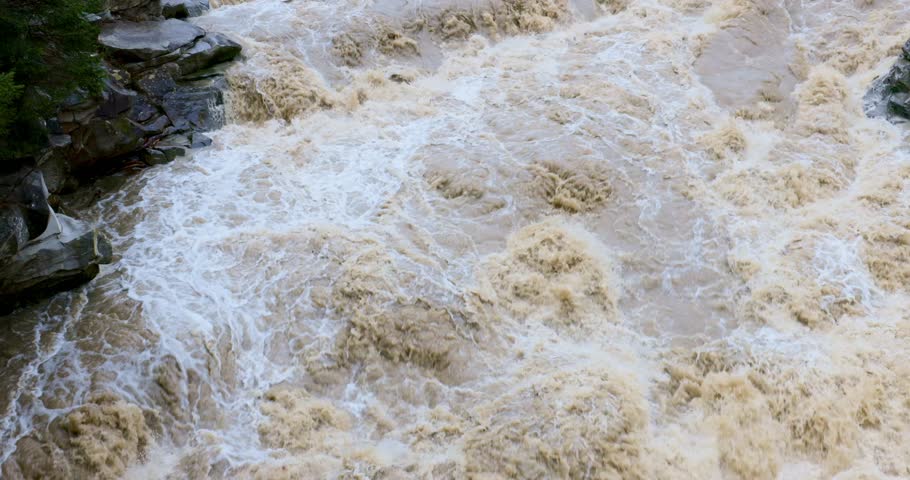 Raging River Rapids with Turbulent Water Flow