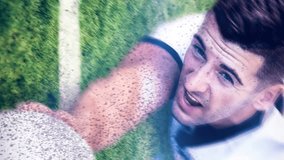 Animation of falling covid 19 cells over american football player. Global covid 19 pandemic concept, digital generated video. - Powered by Shutterstock - Get 15% off with code: PIKWIZARD15