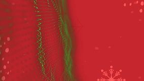 Animation of snow falling over christmas decorations and fir trees with green mesh on red background. christmas, tradition and celebration concept digitally generated video. - Powered by Shutterstock - Get 15% off with code: PIKWIZARD15