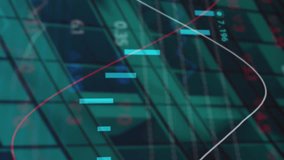 Animation of notification bars, multiple graphs, loading circles and trading board on building. Digital composite, architecture, report, business, stock market, social media reminder concept. - Powered by Shutterstock - Get 15% off with code: PIKWIZARD15