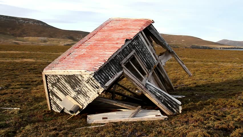Old collapsed hut, Falkland Island