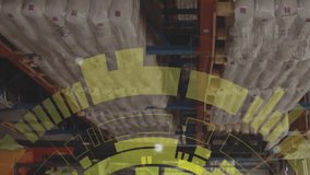 Animation of scope scanning over worker using lift truck in warehouse. Global delivery, shipping and digital interface concept digitally generated video. - Powered by Shutterstock - Get 15% off with code: PIKWIZARD15