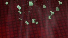 Animation of globe of network of connections with icons. Global connections, computing and data processing concept digitally generated video. - Powered by Shutterstock - Get 15% off with code: PIKWIZARD15