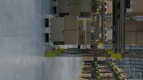 Animation of network of connections with icons over machines working in warehouse. Business and digital interface concept digitally generated video. - Powered by Shutterstock - Get 15% off with code: PIKWIZARD15