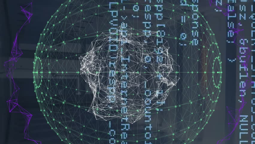 Animation of data processing and global network rotating over computer servers. Connection, data, processing, digital interface, business, network and global communication, digitally generated video. - Powered by Shutterstock - Get 15% off with code: PIKWIZARD15