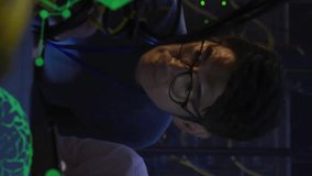 Animation of data processing with brains over diverse colleagues using tablet in server room. Global science, technology, computing and digital interface concept digitally generated video. - Powered by Shutterstock - Get 15% off with code: PIKWIZARD15