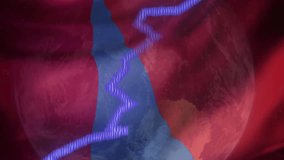 Stock market graph animation over Chinese and Russian flags with Earth in background. Finance, investment, economy, international, Asia, Europe - Powered by Shutterstock - Get 15% off with code: PIKWIZARD15