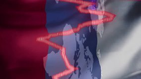 Stock market data animation over world map and Russia flag. Finance, investment, global, economy, growth, trading - Powered by Shutterstock - Get 15% off with code: PIKWIZARD15