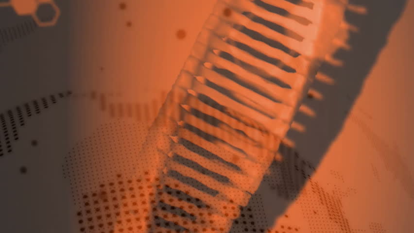 Hexagonal patterns and data processing animation over abstract orange background. Technology, digital, futuristic, network, innovation, science - Powered by Shutterstock - Get 15% off with code: PIKWIZARD15