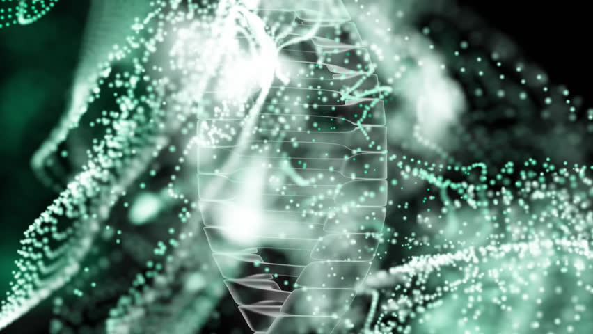 DNA strand and particles, scientific data processing animation. Biotechnology, genetics, molecular, science, research, analysis - Powered by Shutterstock - Get 15% off with code: PIKWIZARD15