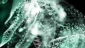 DNA strand and particles, scientific data processing animation. Biotechnology, genetics, molecular, science, research, analysis - Powered by Shutterstock - Get 15% off with code: PIKWIZARD15