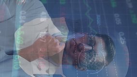 Animation of cell, human head and data over caucasian male doctor. global covid 19 pandemic, healthcare services and data processing concept digitally generated video. - Powered by Shutterstock - Get 15% off with code: PIKWIZARD15