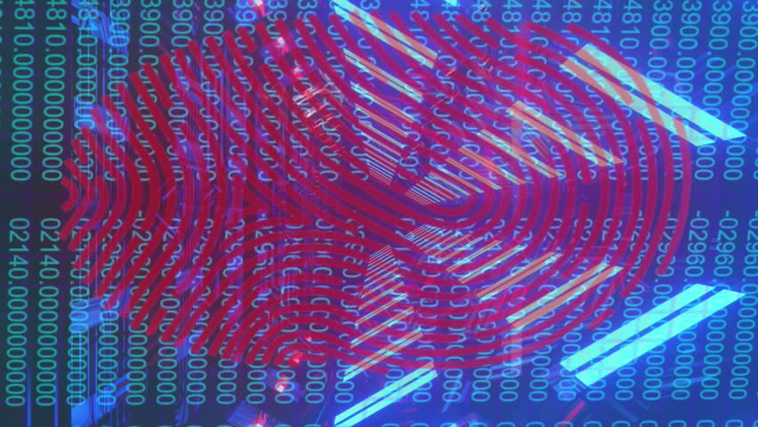 Animation of digital data processing and fingerprint over dark background. global internet security, data processing, connections and digital interface concept digitally generated video. - Powered by Shutterstock - Get 15% off with code: PIKWIZARD15