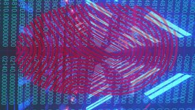 Animation of digital data processing and fingerprint over dark background. global internet security, data processing, connections and digital interface concept digitally generated video. - Powered by Shutterstock - Get 15% off with code: PIKWIZARD15