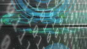 Animation of binary codes, graphs with hud processing on digital interface. Digital composite, artificial intelligence, communication, cloud computing, technology, finance, economy, coding. - Powered by Shutterstock - Get 15% off with code: PIKWIZARD15