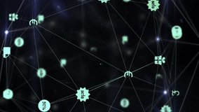 Animation of clock and network of connections over dark background. Global connections and data processing concept digital generated video. - Powered by Shutterstock - Get 15% off with code: PIKWIZARD15