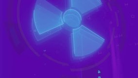 Animation of radioactive symbol, dna structure and data processing on purple gradient background. Medical research and business interface technology concept - Powered by Shutterstock - Get 15% off with code: PIKWIZARD15